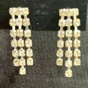 Rhinestone pierced dangling earrings, super sparkly.  Formal, glam, elegant